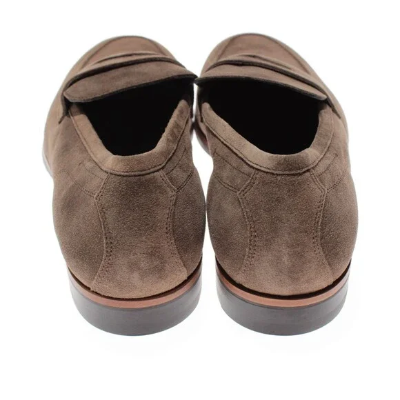 Di Bianco NWB Miseno Cashmere Suede Penny Loafers Size 44 (US 11) in Bark Brown